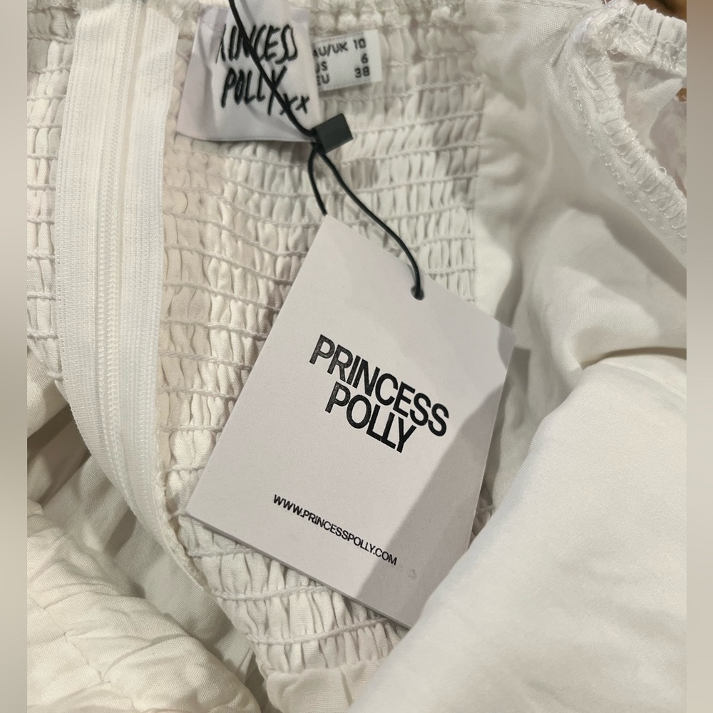 Princess Polly Lavine Babydoll Eyelet Mini Dress White Flared Sz US 6 NWT - Picture 8 of 9